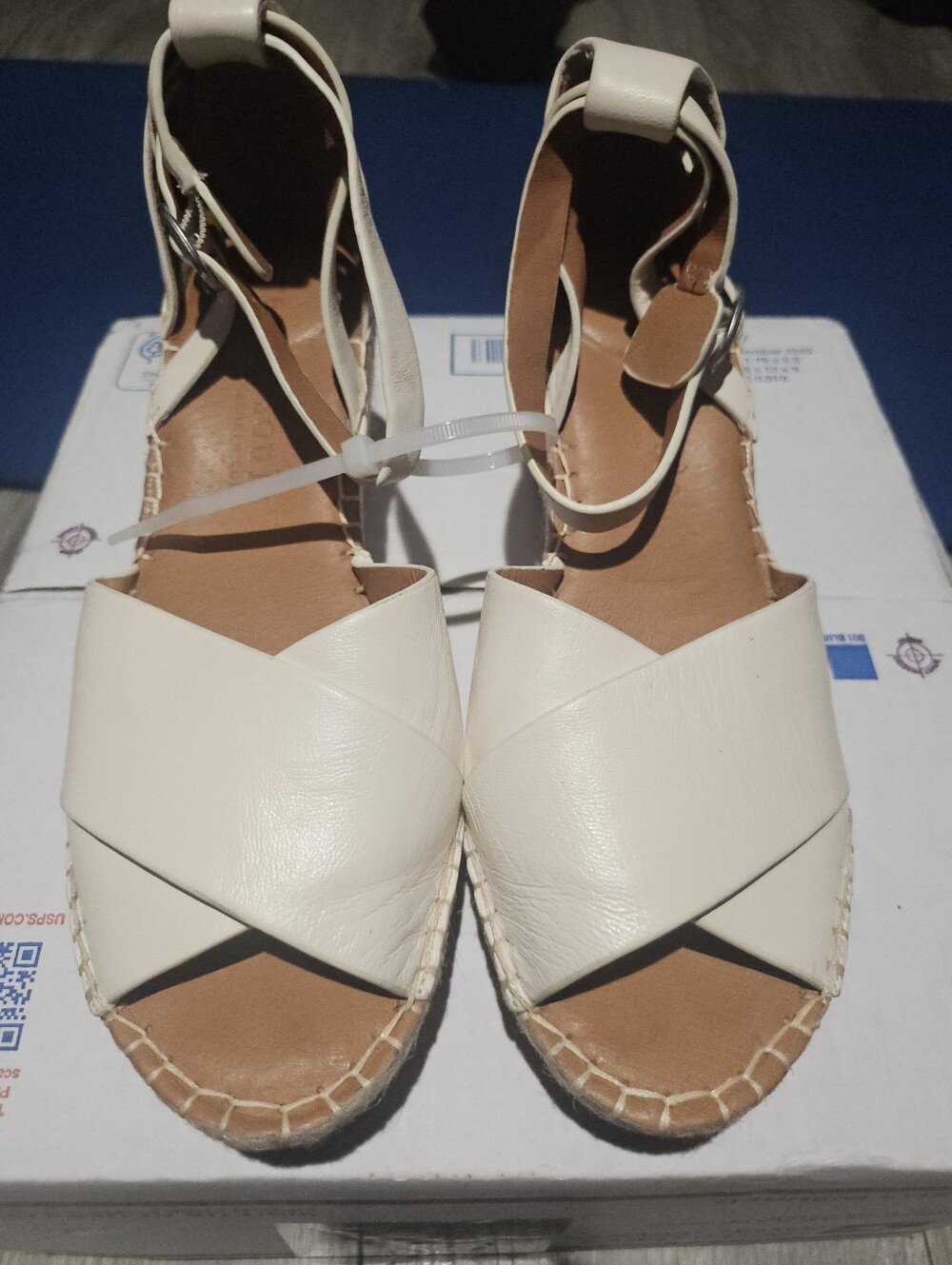 Kenneth Cole Cream Cross‑Front Ankle‑Strap Espadrille Sandals